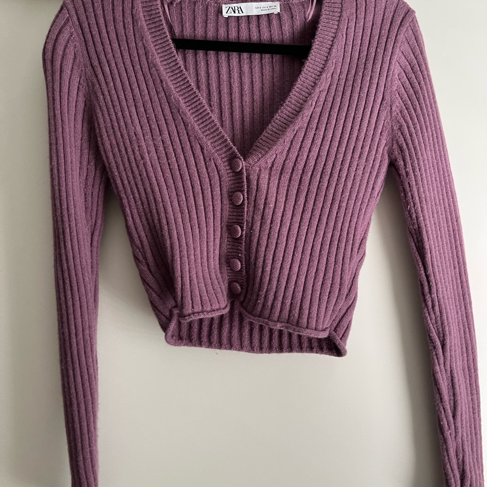 Zara button up long sleeved cropped shirt